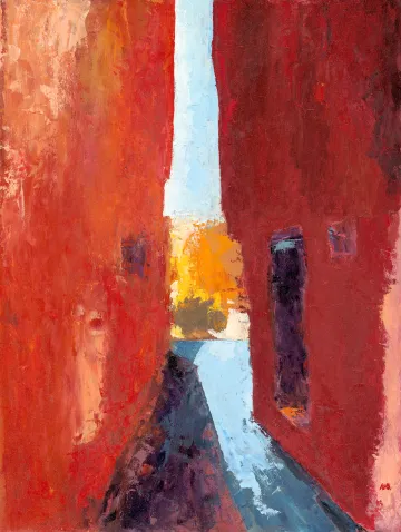 Partou - Red – Painting by Avril Murphy Allen