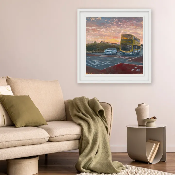 Evening Bus Framed on a Wall